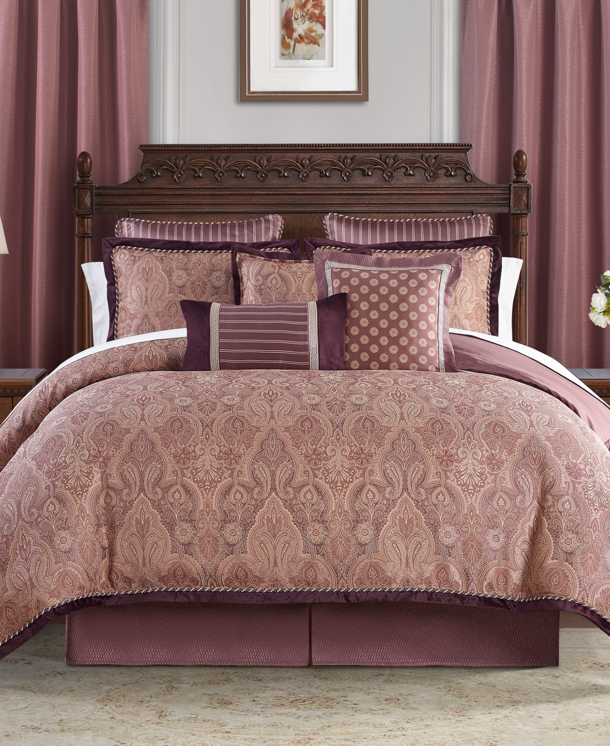 Waterford Tabriz 6-pc. Comforter Set, Queen In Mulberry,wine
