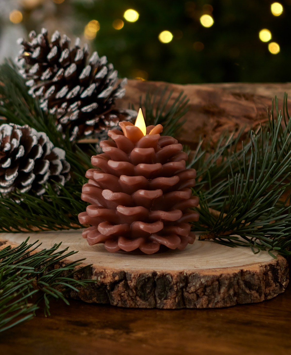 Shop Seasonal Pinecone Flameless Candle 4 X 4 In Brown