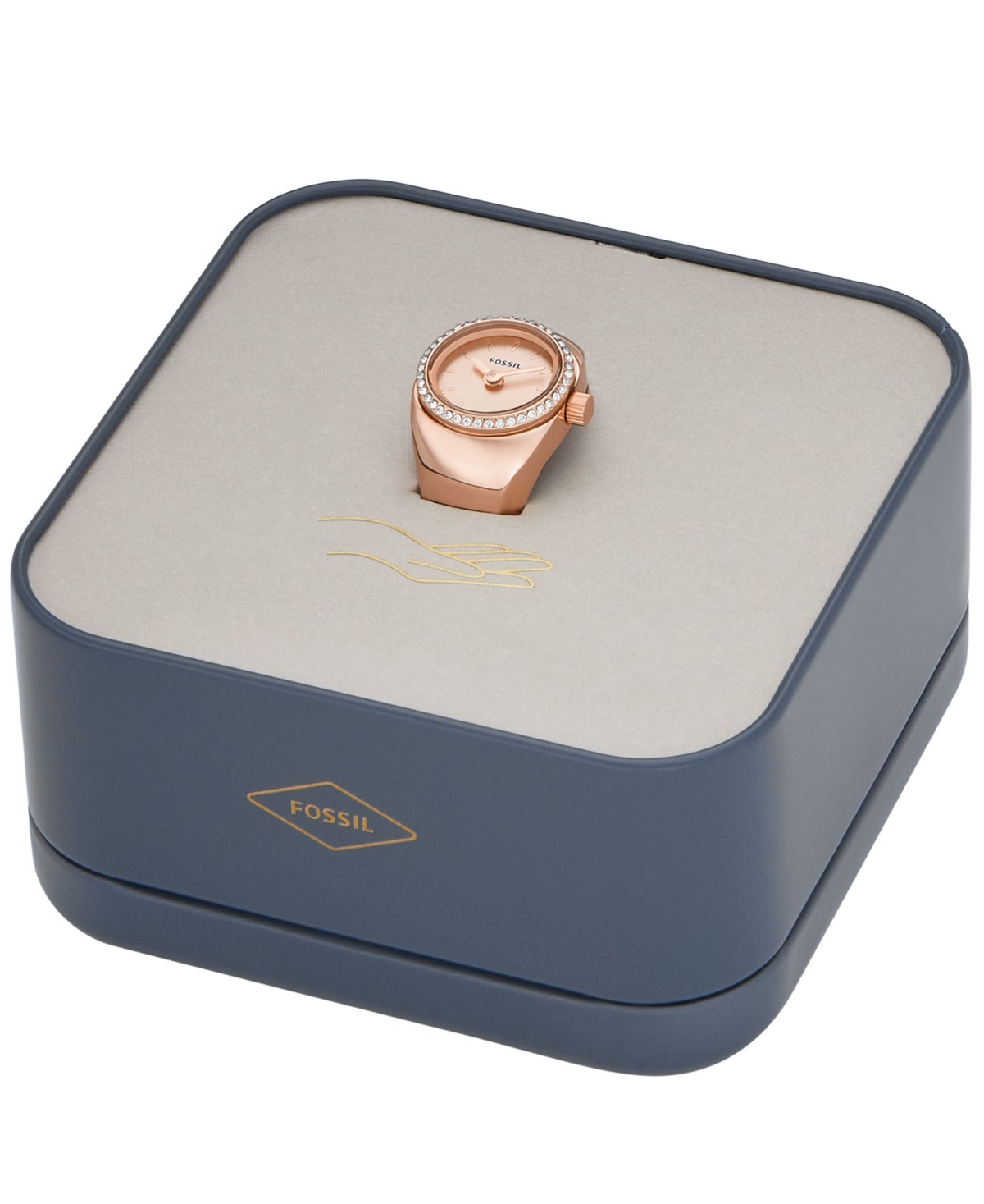 Shop Fossil Women's Watch Ring Two-hand Rose Gold-tone Stainless Steel 15mm In Rose Gold Tone