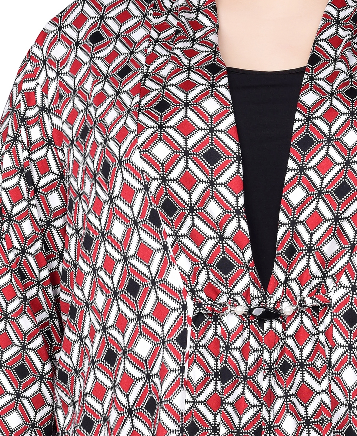 Ny Collection Plus Size Puff Print 3/4 Sleeve 2-Fer Top