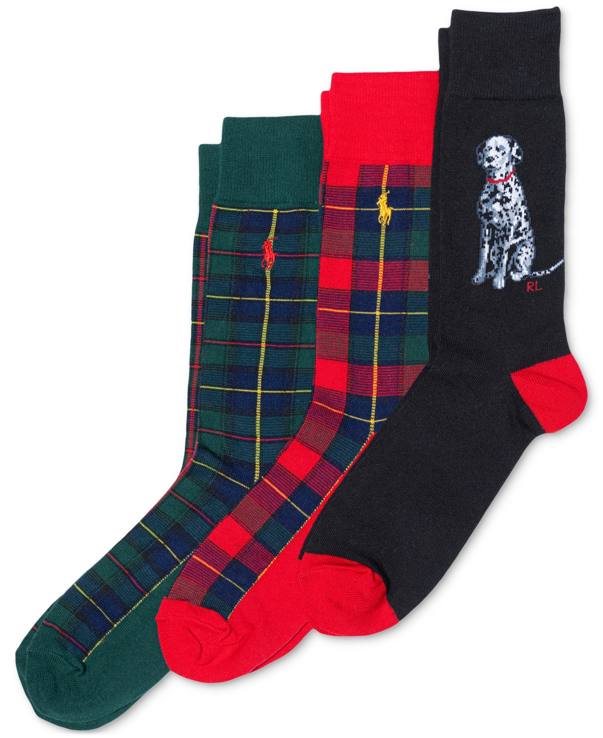 Polo Ralph Lauren Men's 3-pk. Holiday Tartan Dog Crew Socks Giftbox Set In Assorted