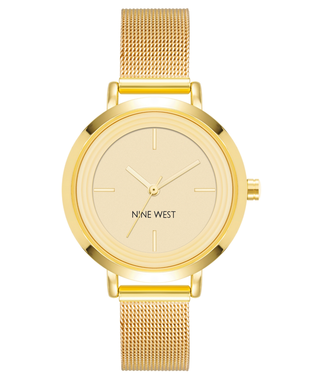 Nine West Women's Quartz Gold-tone Stainless Steel Mesh Band Watch, 34mm