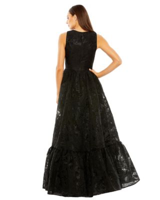 Women's Sleeveless Full High Low Brocade Gown