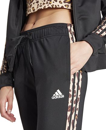 adidas Women's Tricot Tapered Animal-Print 3-Stripe Track Pants - Macy's