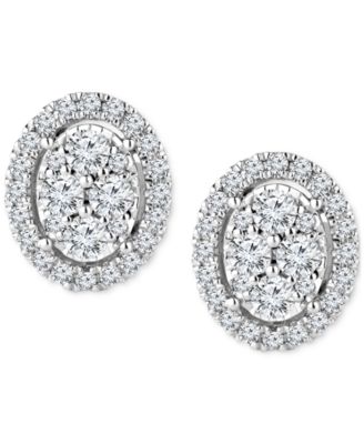 TruMiracle™ Diamond Halo Oval Cluster Halo Stud Earrings (1/3 ct. t.w.) in 14k White Gold