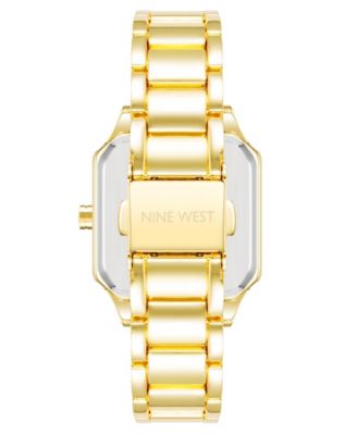 Women's Quartz Square Gold-Tone Alloy Link Bracelet Watch, 27mm