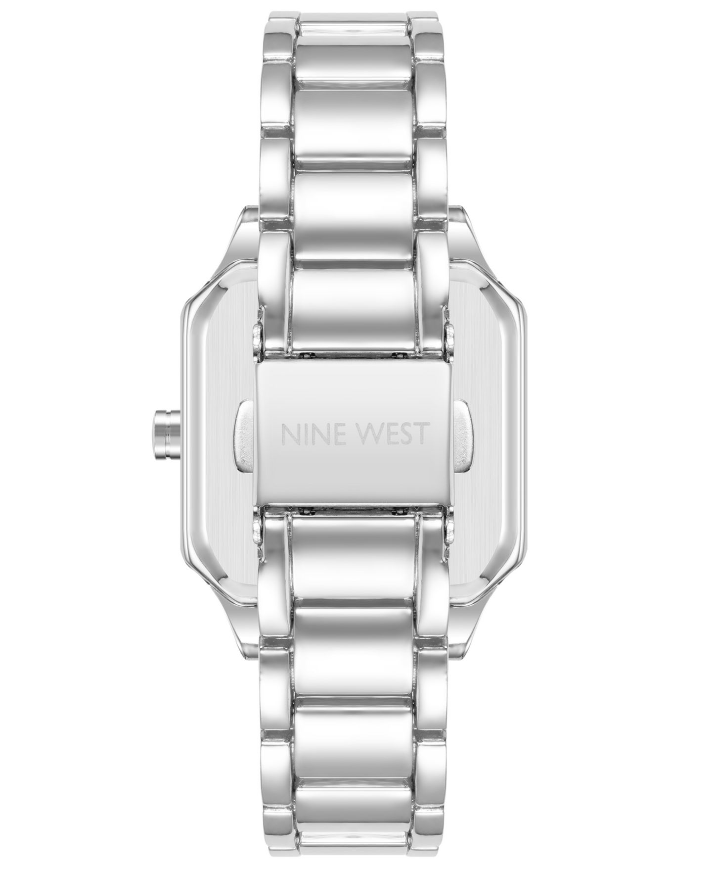Женские часы Nine West Quartz Square Silver-Tone Alloy Link Bracelet Watch, 27mm — фото 2