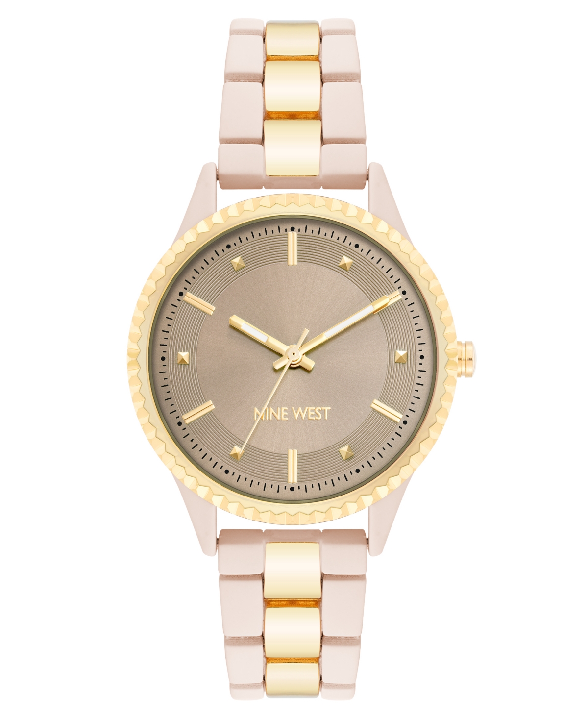 Nine West Women's Quartz Light Pink And Gold-tone Link Bracelet Watch, 35mm In Light Pink,gold-tone
