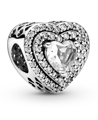 Pandora Cubic Zirconia Sparkling Leveled Hearts Charm - Macy's