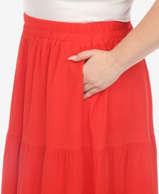 Plus Size Pleated Tiered Maxi Skirt