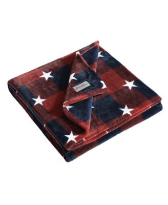 Americana Plaid Ultra Soft Plush Fleece Throw, 70 x 50