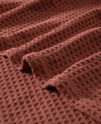 Solid Waffle Cotton Reversible Blanket, King
