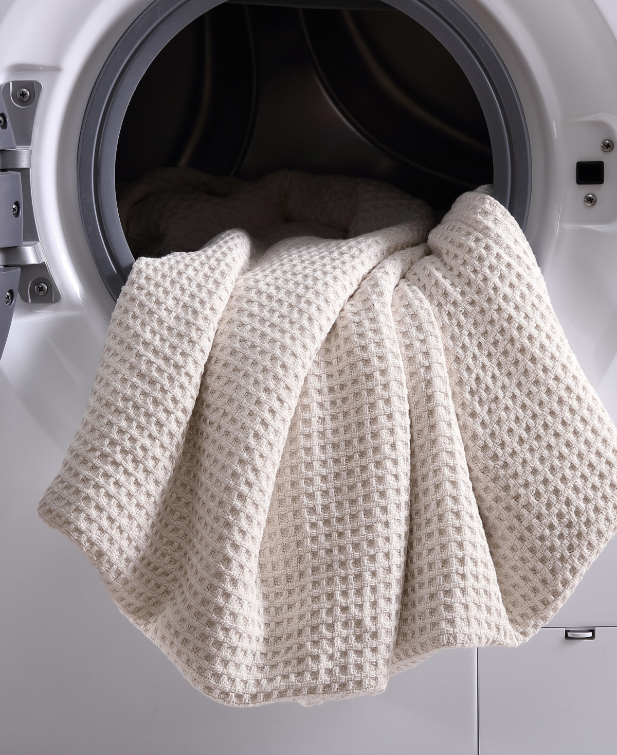 Eddie Bauer Solid Waffle Cotton Reversible Blanket, King In Winter Ivory White