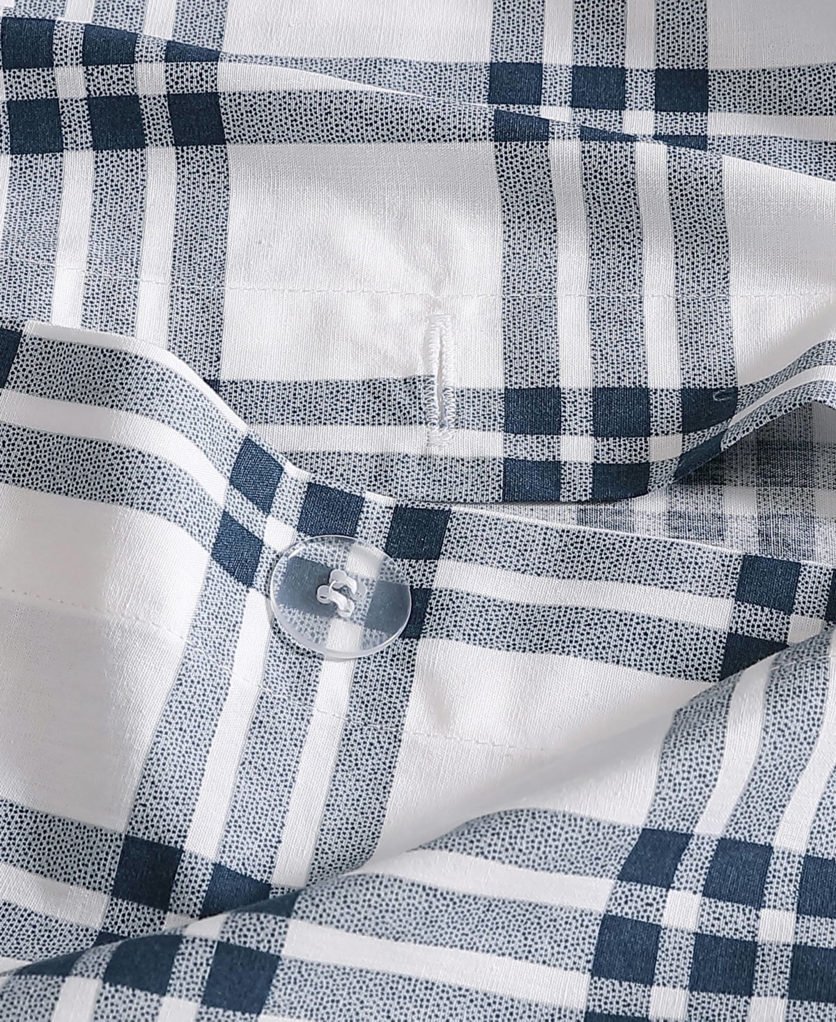Eddie Bauer Basic Plaid Cotton Percale 3 Piece Duvet Cover Set, King In Dusted Indigo