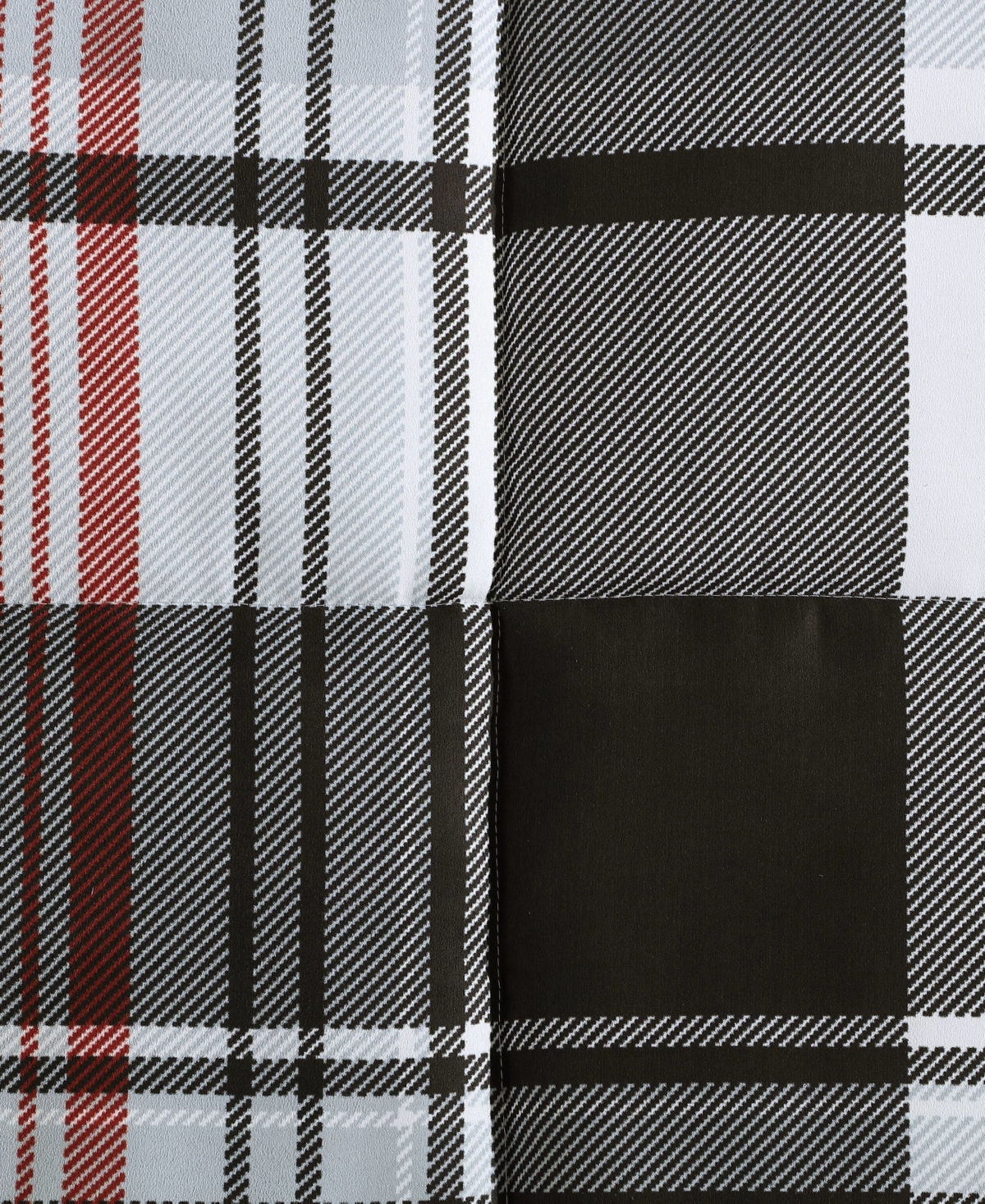 Eddie Bauer Closeout!  Normandy Plaid Micro Suede Reversible 3 Piece Duvet Cover Set, Full/queen In Black Red