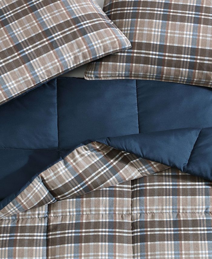 Eddie Bauer Rugged Plaid Micro Suede Reversible 2 Piece Duvet Cover Set
