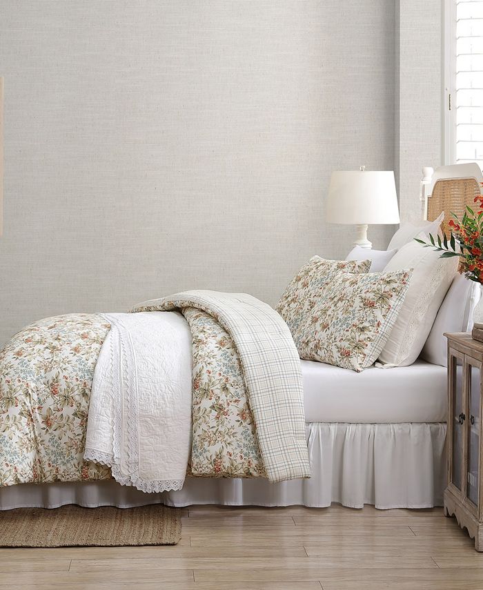 Laura Ashley Bramble Floral Cotton Reversible 3Piece Comforter Set