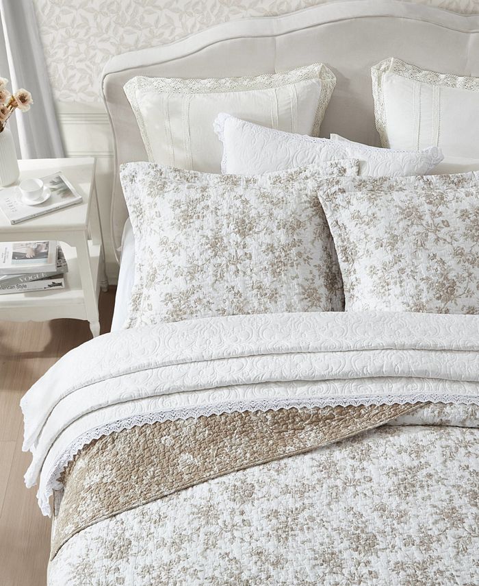 Laura Ashley Walled Garden Cotton Reversible 2Piece Quilt Set, Twin