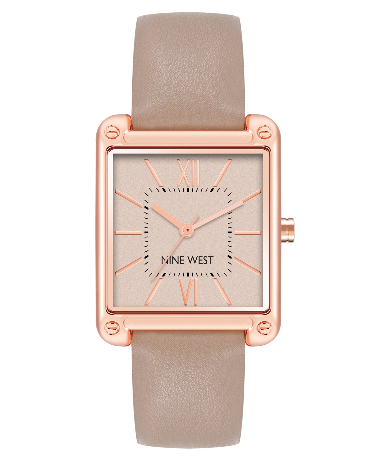 Women's Quartz Square Taupe Faux Leather Band Watch, 29mm - Taupe, Rose Gold-Tone
