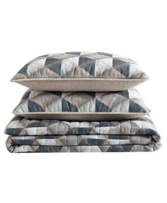 Gridwork Reversible 3 Piece Quilt Set, King