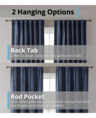 Lopez Velvet Premium Soft Light Filtering Back Tab Rod Pocket Window Treatment Curtain Panels, Set of 2