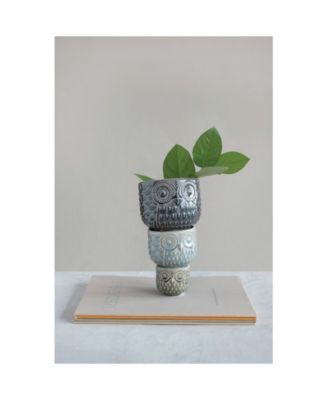 Decorative Stoneware Owl Containers