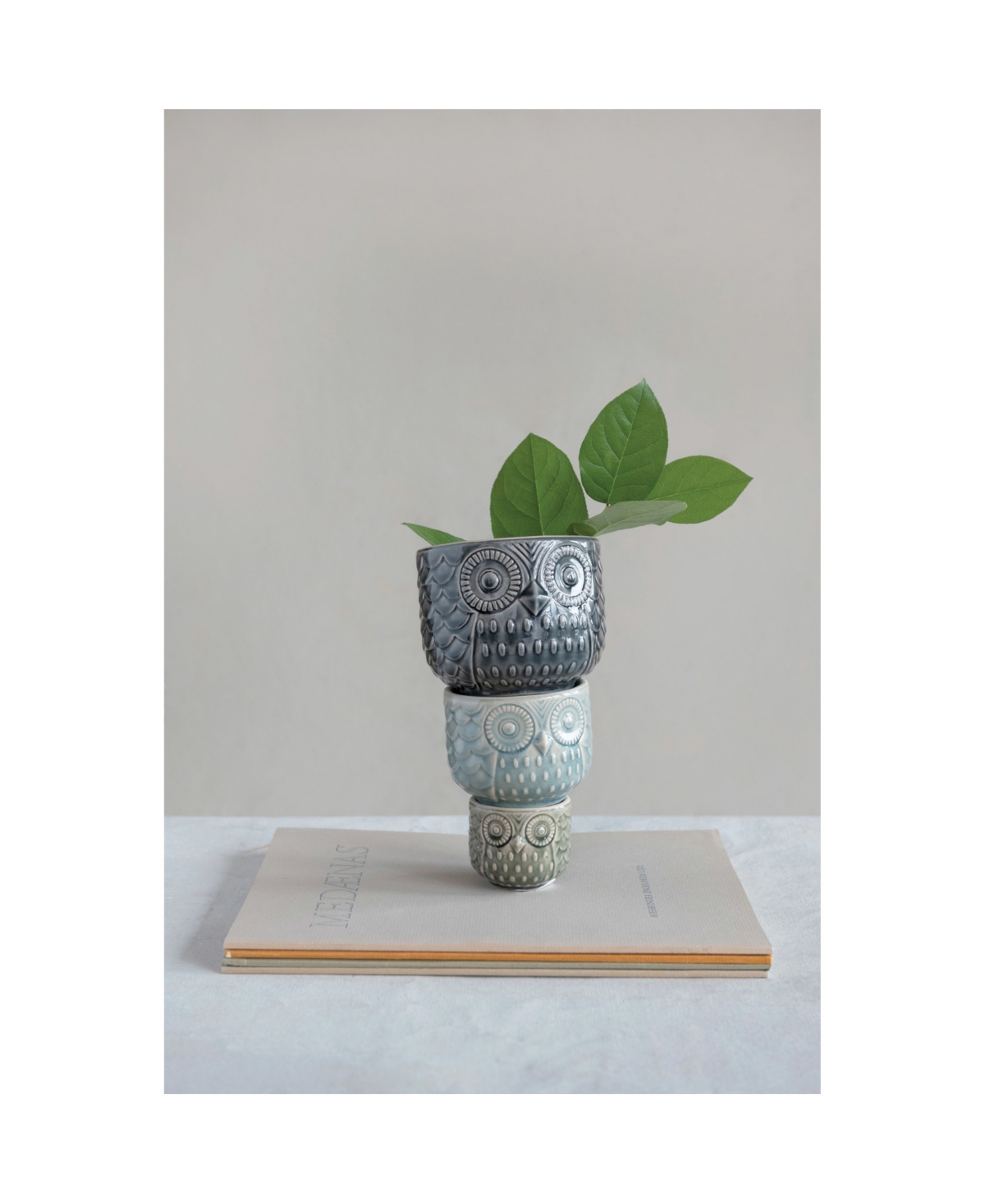 Storied Home Decorative Stoneware Owl Containers In Multicolored