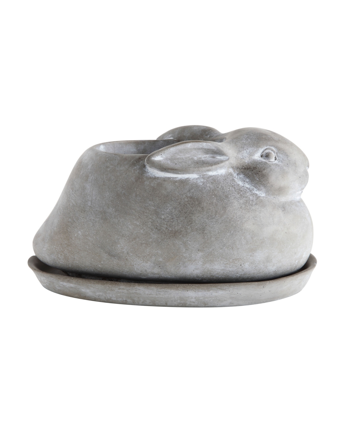 Cement Rabbit Planter with Saucer Set of 2 Pieces - Gray