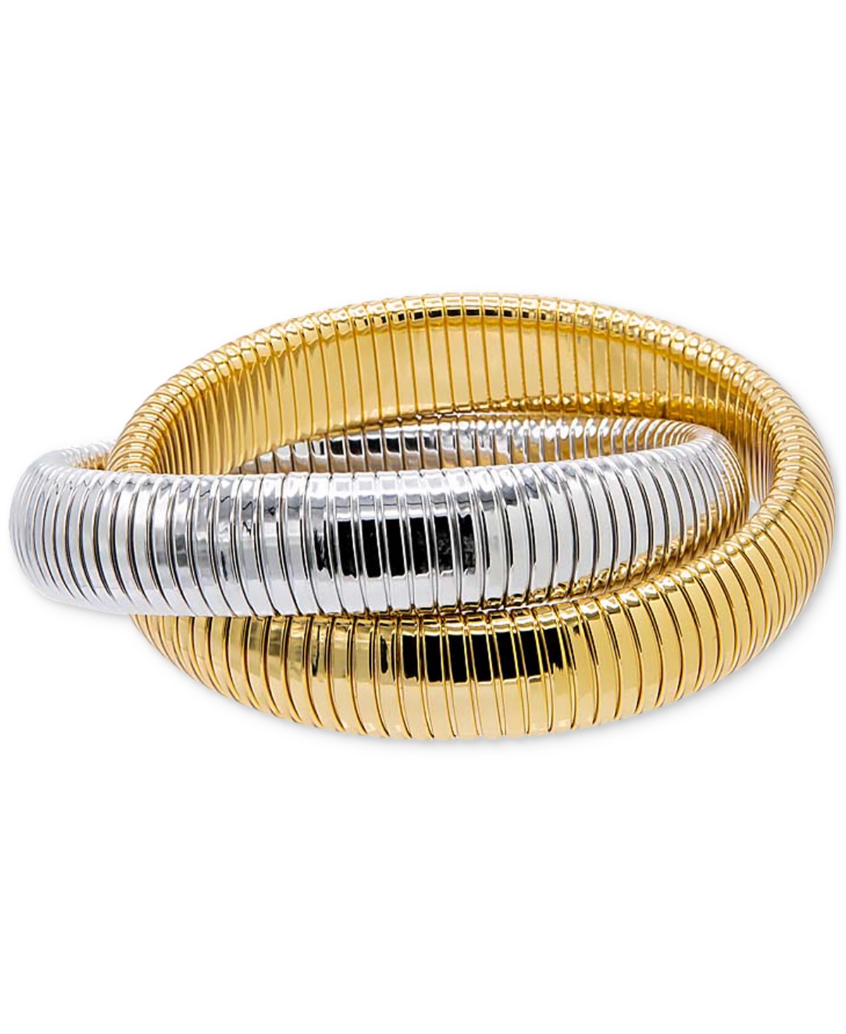 By Adina Eden Chunky Intertwined Snake Chain Bracelet In Two-tone