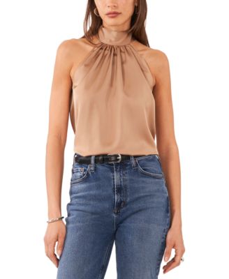 Sleeveless Halter Neck Womens Dressy Halter Tops Knit Halter Top