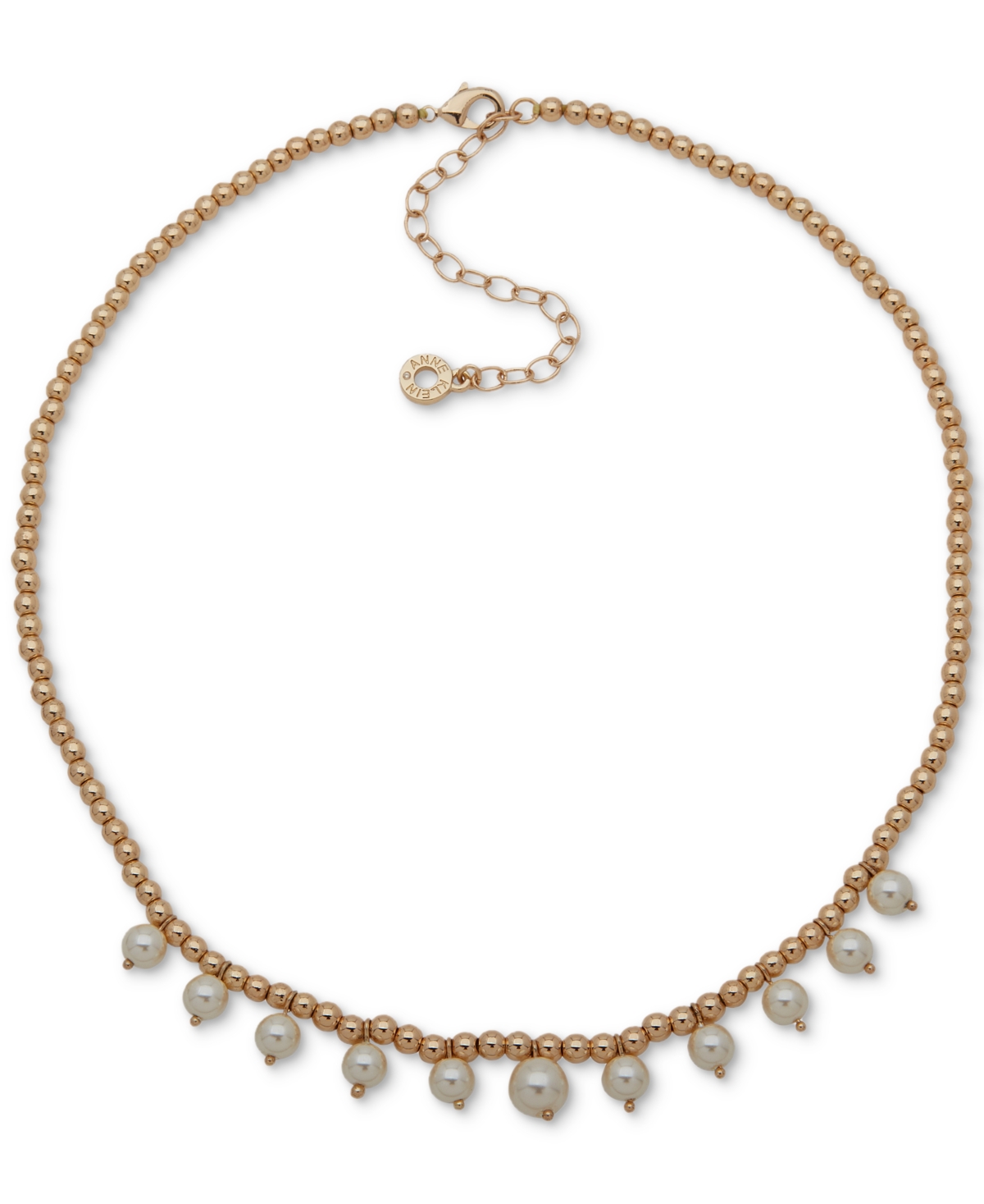 Gold-Tone Shaky Imitation Pearl Beaded Statement Necklace, 16" + 3" extender - Crystal