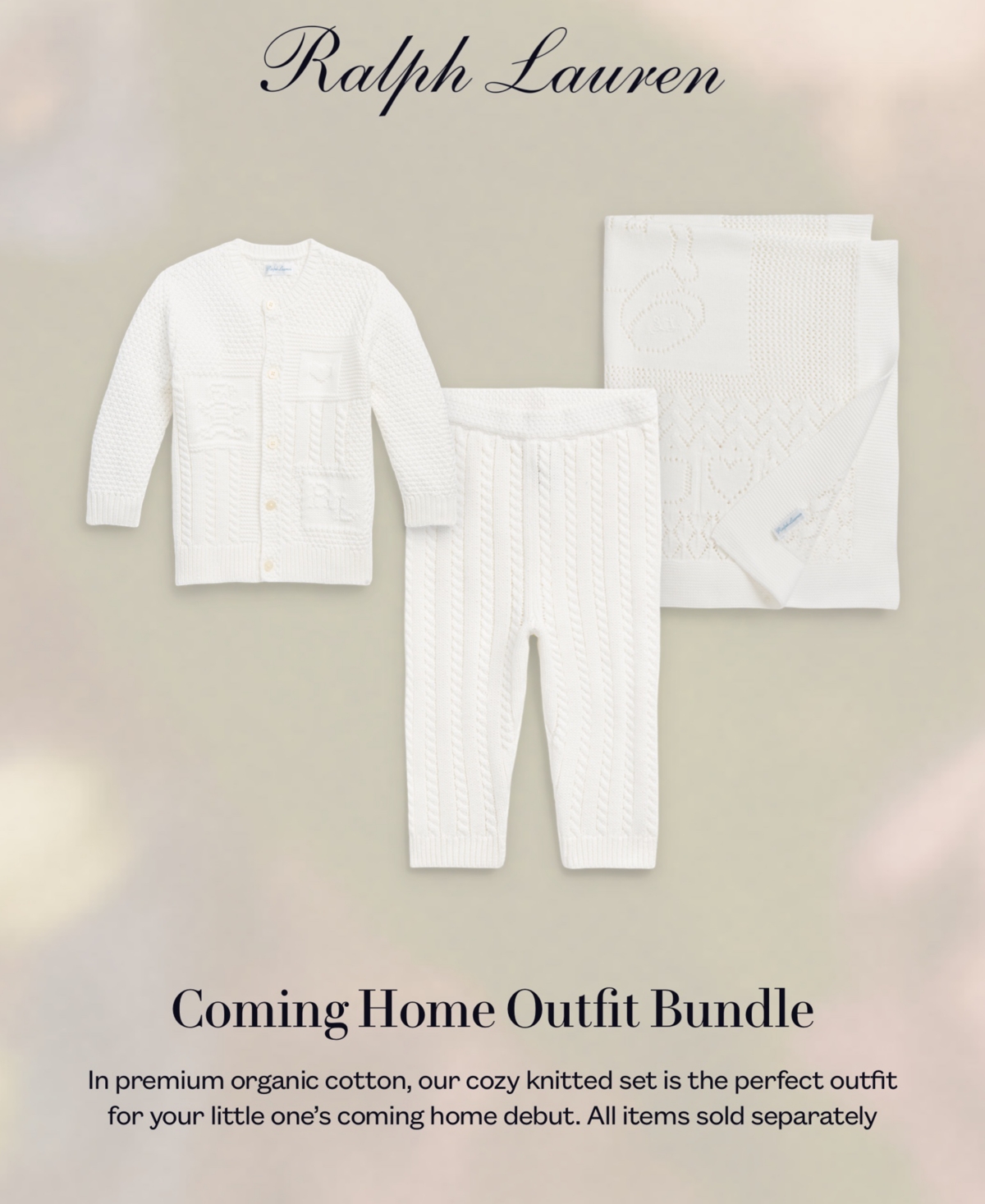 Polo Ralph Lauren Baby Boys or Girls Contrast-Knit Cotton Long Sleeves Cardigan
