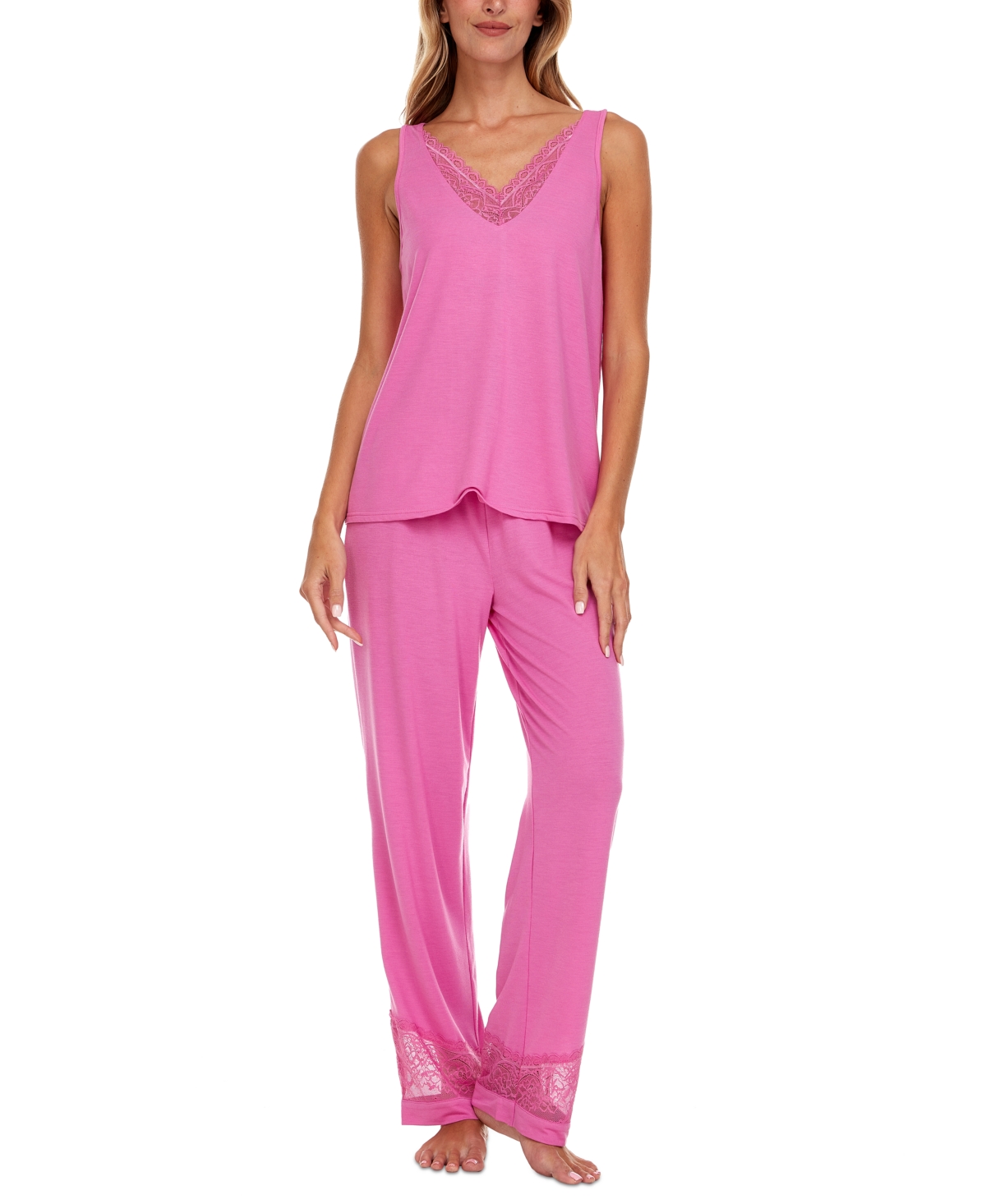 Flora By Flora Nikrooz Women's Franny Tank And Pajama Pants Set In Peony