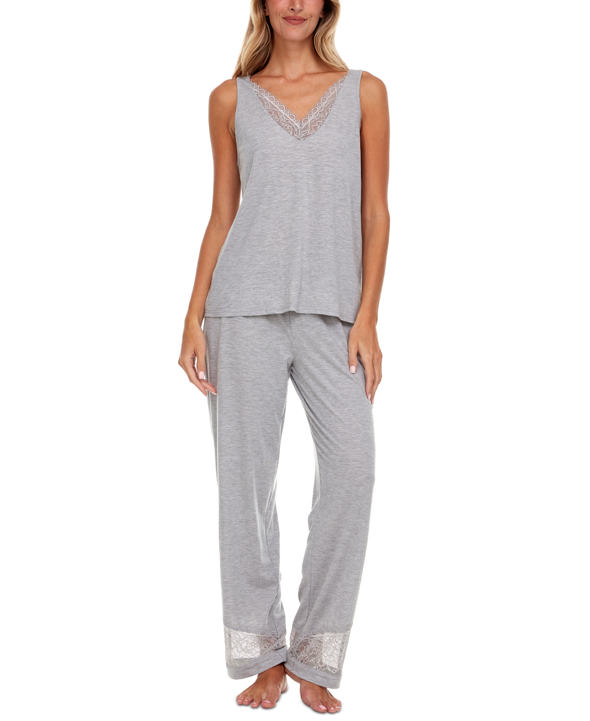 Flora By Flora Nikrooz Women's Franny Tank And Pajama Pants Set In Heather Grey