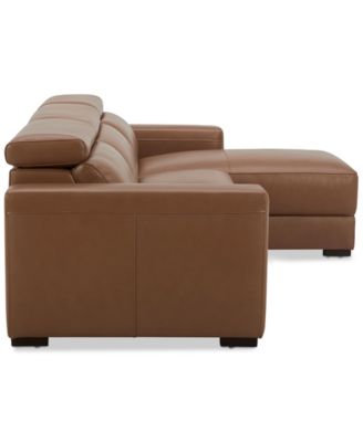 Nevio 115" 3-Pc. Leather Sectional with 1 Power Recliner,  Headrests and Chaise, Created For Macy's