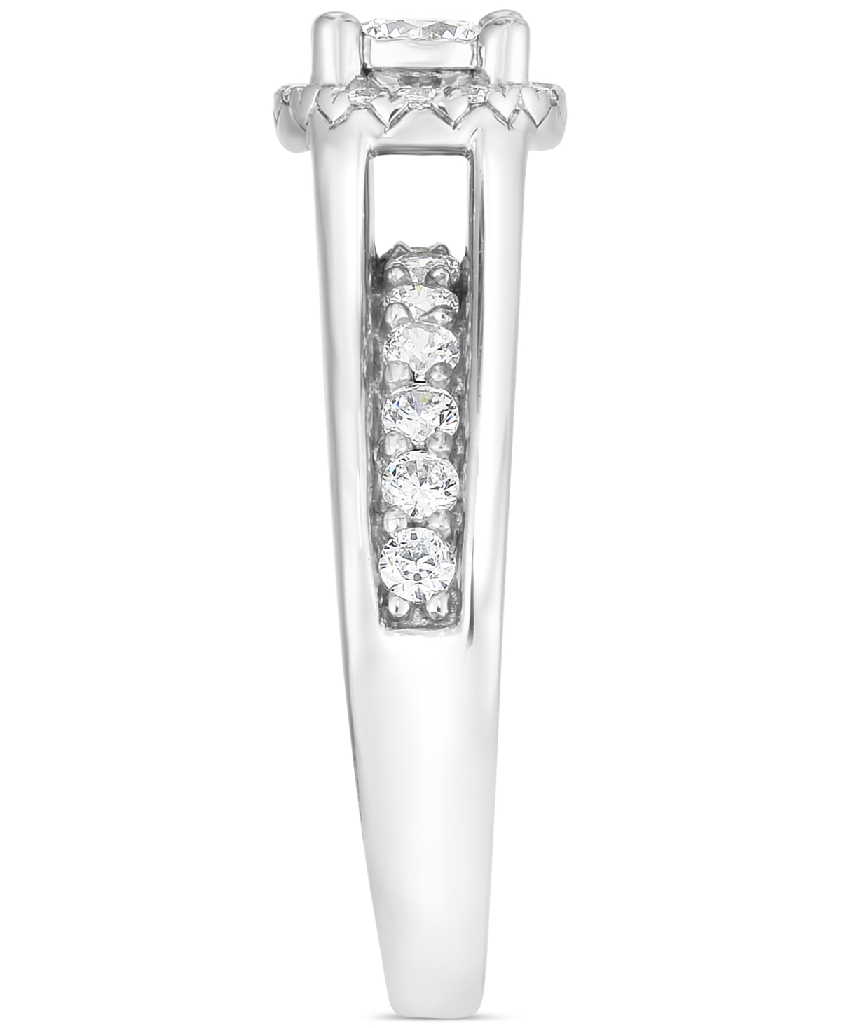 Macy's Diamond Halo Cathedral Engagement Ring (1 Ct. T.w.) In 14k White Gold In White Gold