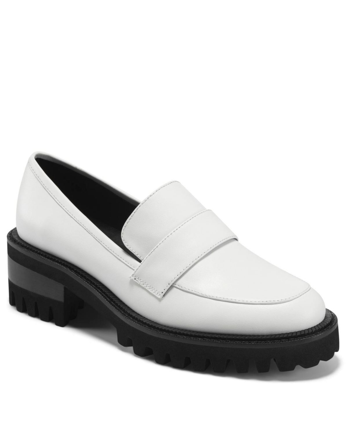 Women's Ronnie Lug Heeled Loafer - White Leather