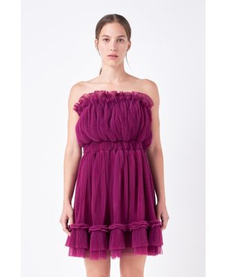 Women's Strapless Mini Tulle Dress