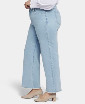 Plus Size Teresa Wide Leg Ankle Fray Hem Jeans