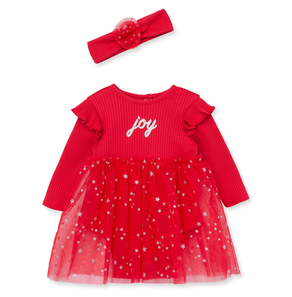 Little Me Baby Girls Joy Tutu Bodysuit And Headband Set In Red