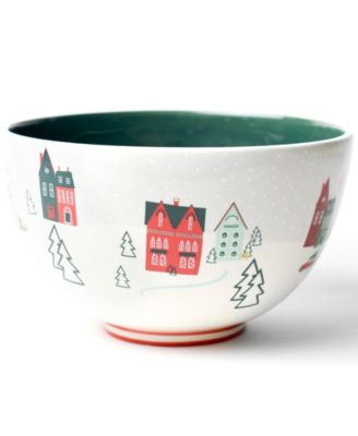 Christmas in the Village Scene 9" Footed Bowl