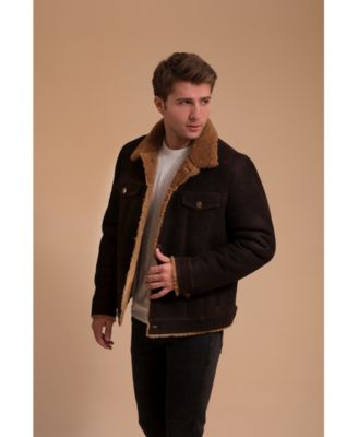 Men's Sheepskin Jacket, Brown, Created for Macy's