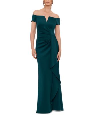 XSCAPE - Petite Off-The-Shoulder Split Neckline Gown