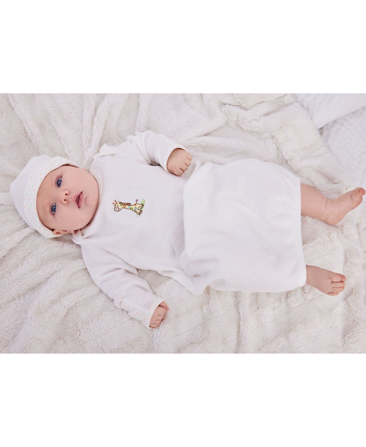 Комплекты Little Me Giraffe Gown and Hat, 2 Piece Set для малышей, цвет: Слоновая кость — фото 2