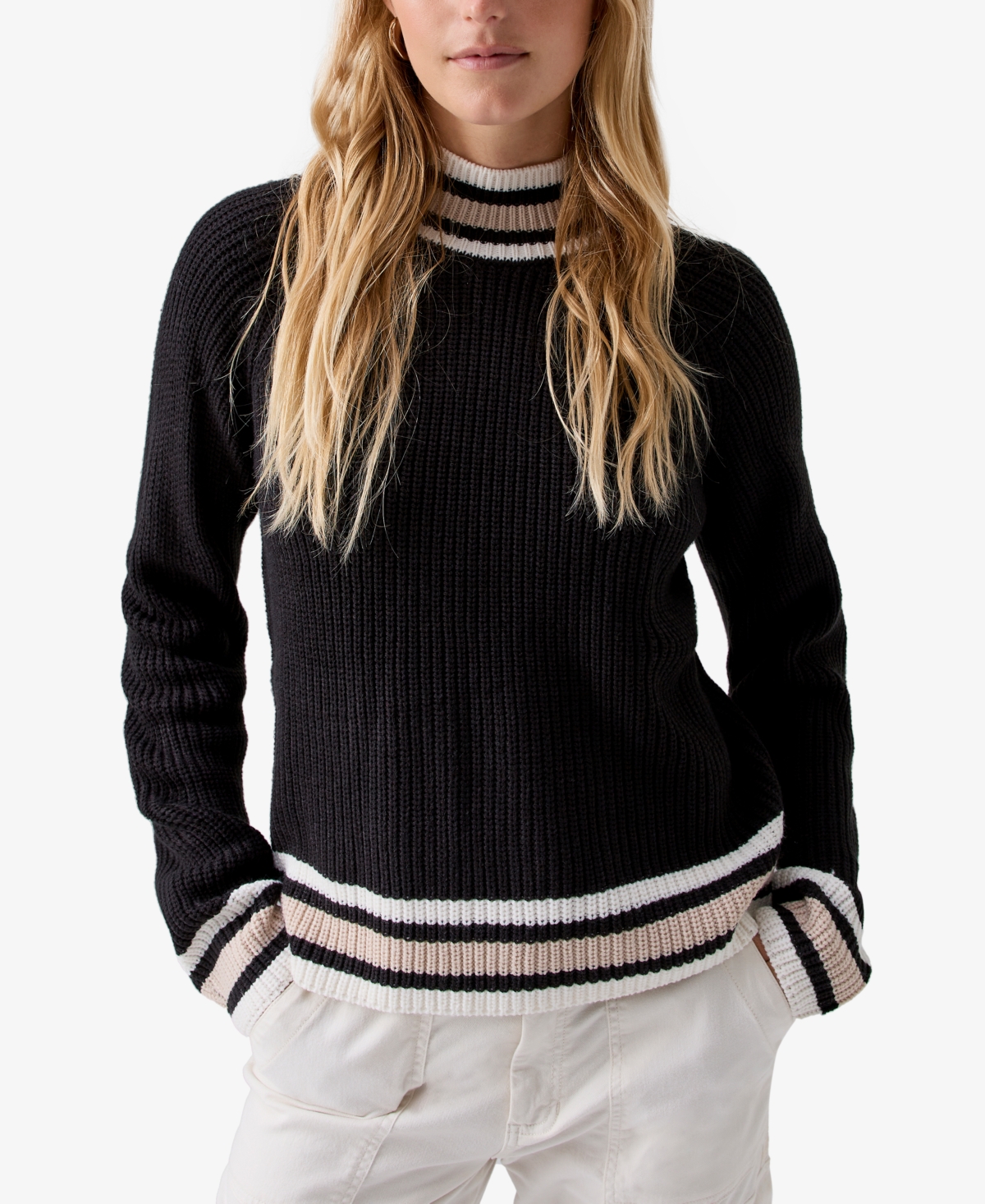Shop Sanctuary Women's Sporty Stripe Long-sleeve Sweater In Black Multi