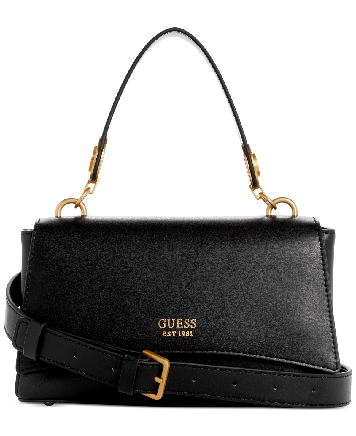 Guess Masie Top Handle Flap Small Crossbody In Black