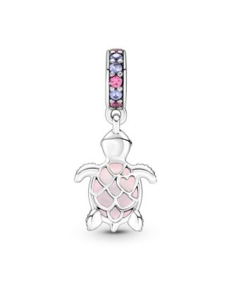Manmade Crystals Murano Glass Pink Sea Turtle Dangle Charm