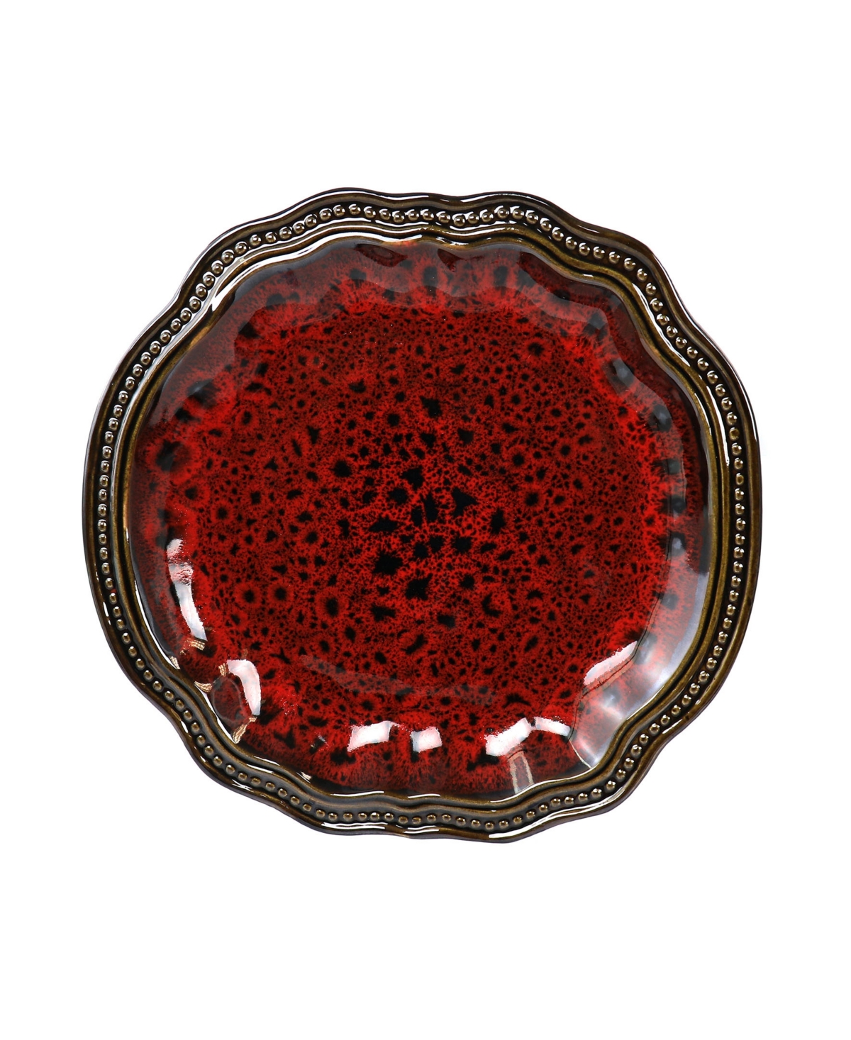 Elama Regency 6 Piece Stoneware Dinner Plate Set, Service For 6 In Red