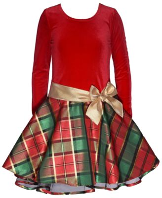 Bonnie Jean Big Girls Long Sleeve Velvet Bodice with Plaid Skirt Dress Macy s