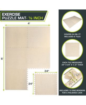 Exercise Puzzle Mat 1/2-in, 24 Sq Ft - 6 Tiles